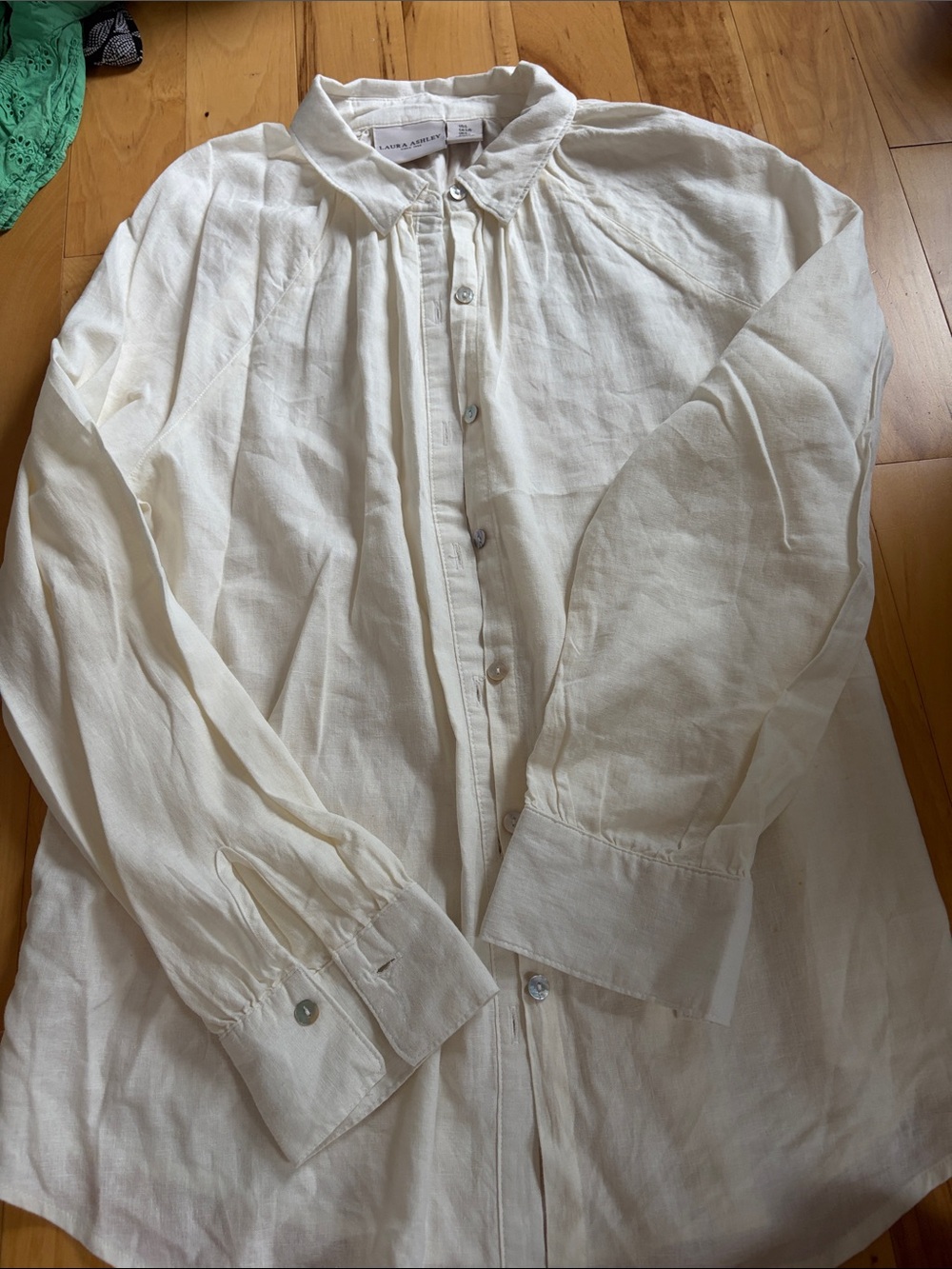 Laura Ashley Ivory/Cream Long Sleeve Button-Down Shirt